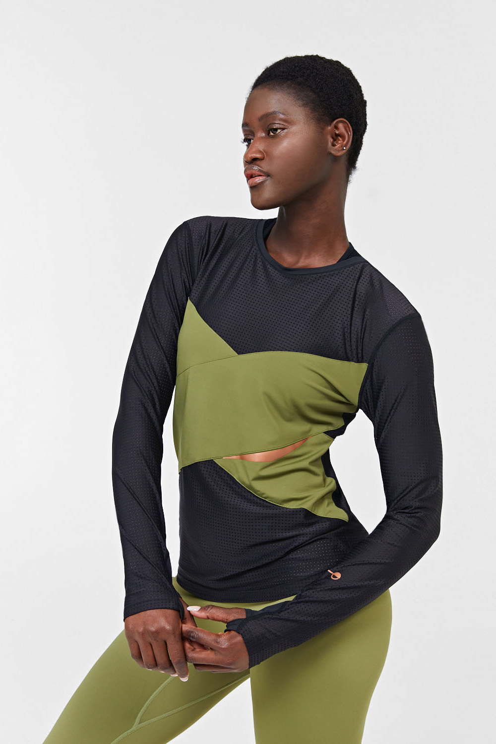 Petra Long sleeve top - Khaki Green
